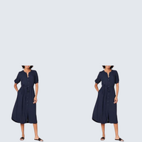Britianmall  Womens Half-Sleeve Midi Dress