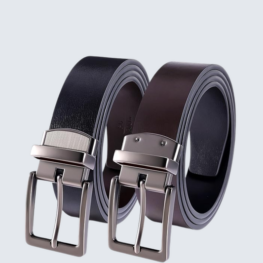 Mens Leather Belt with Rotating Buckle