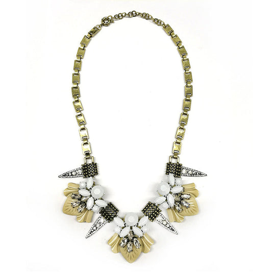 Flower and Spikes Chain Necklace - Gold