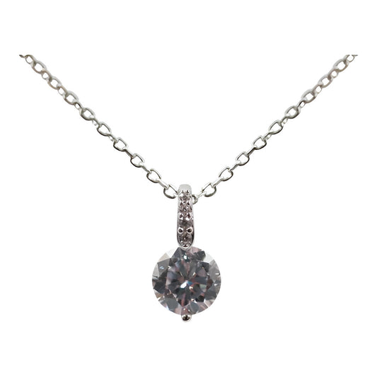 silver necklace with clear cubic zirconia
