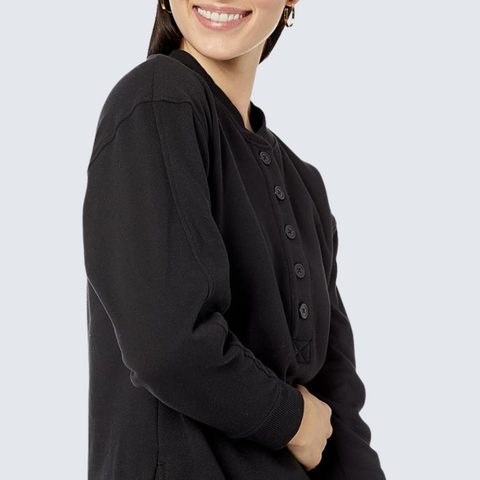 Britianmall Womens Knit Henley Sweatshirt