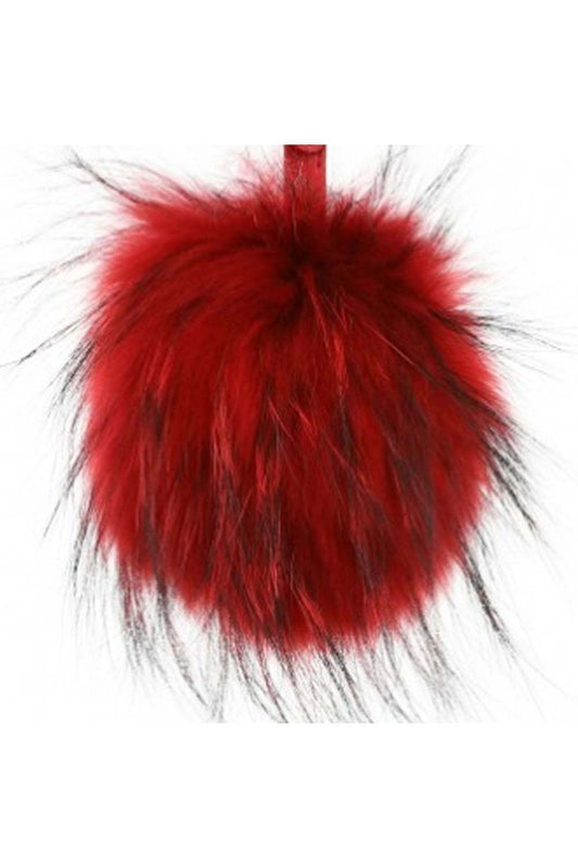 Large Fur Pom Pom Keyring With Leather Strap