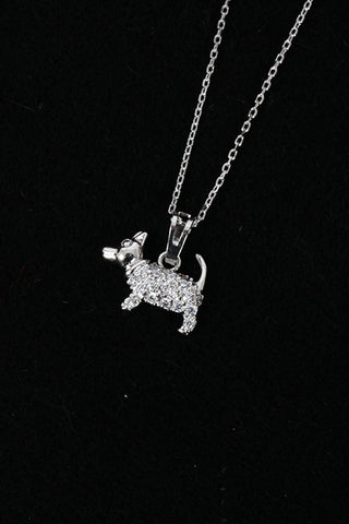Mini Dog Cubic Zirconia Necklace & Earring Sets in Silver