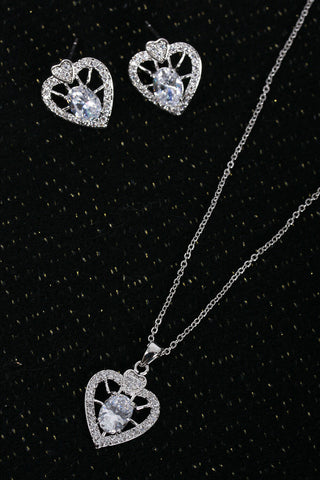 Cubic Zirconia Heart Earring Sets
