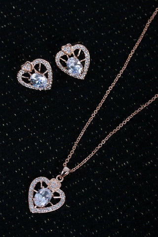 Cubic Zirconia Heart Earring Sets