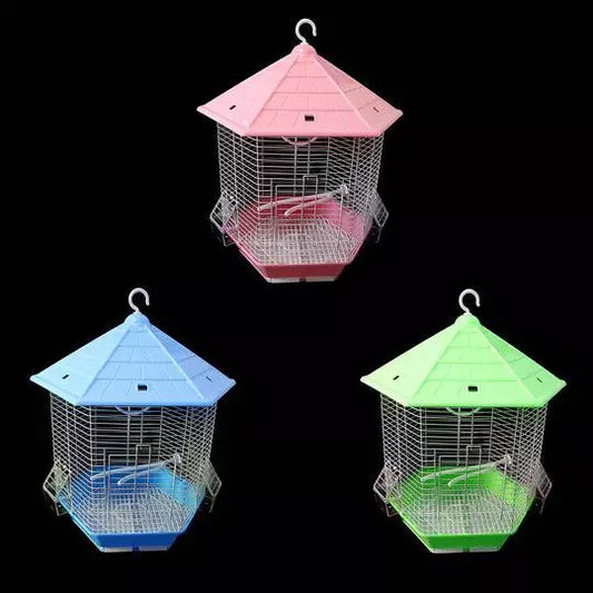 Hexagon Metal Bird Cage – Spacious & Durable for Budgies & Finches