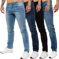Mens Straight Leg Regular Fit Stretch Denim Trouser Pants UK Sizes