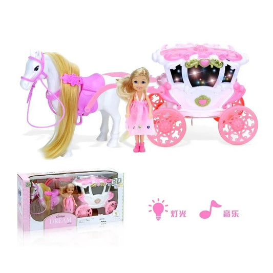 Baby Carriage Toy with 3D Lights & Musical Doll – 5”