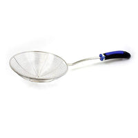 Metal Oil Strainer Scoop – 20cm Frying Drainer with Plastic Handle