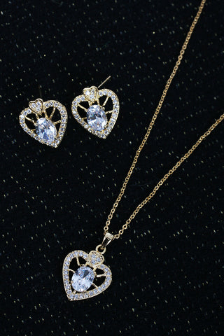 Cubic Zirconia Heart Earring Sets