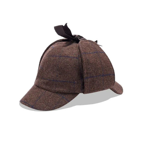 Men’s Brown Check Deerstalker Wool Hat – Sherlock Holmes Style