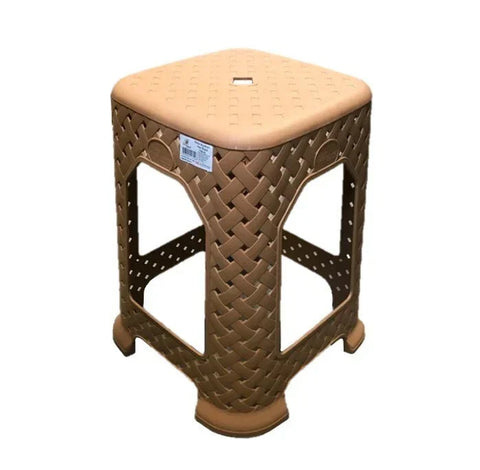 Large Plastic Rattan Stool – 44x27cm, Lightweight & Durable (Assorted Colors)