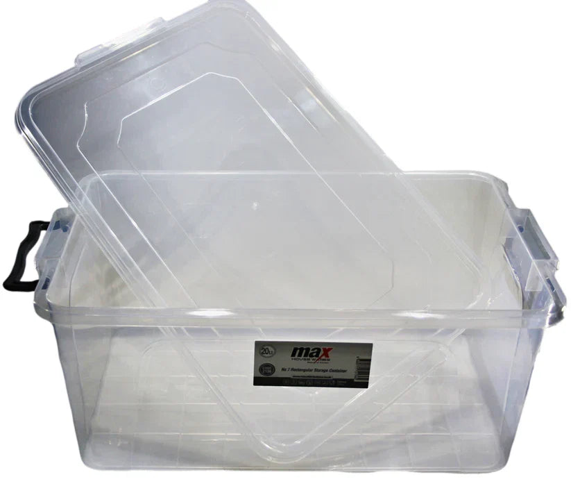 Clear Plastic Storage Box – 20L Durable Rectangle Container