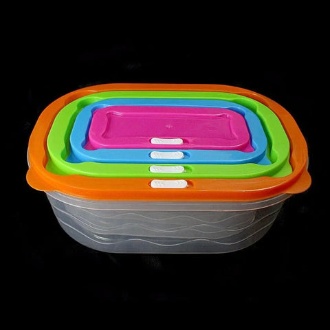 Plastic Food Storage Containers – Set of 4 Stackable Boxes