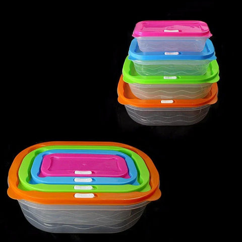 Plastic Food Storage Containers – Set of 4 Stackable Boxes