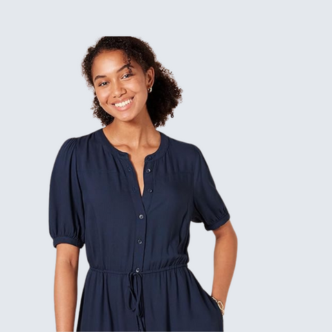 Britianmall  Womens Half-Sleeve Midi Dress