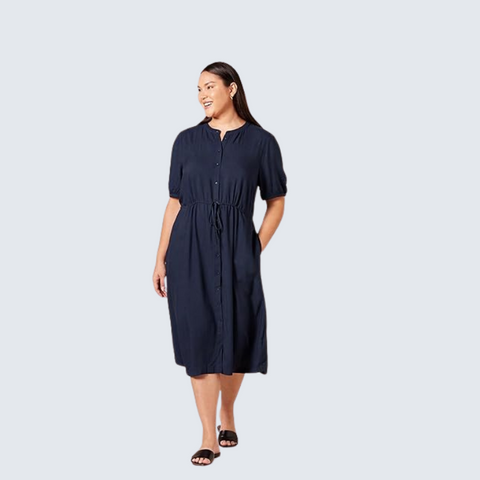 Britianmall  Womens Half-Sleeve Midi Dress