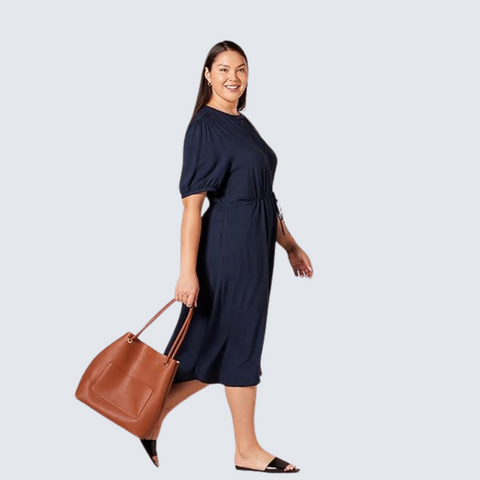 Britianmall  Womens Half-Sleeve Midi Dress