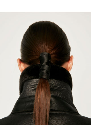 Aviator Fleece Lined Belted Biker Jacket Coat With Silver Buckle