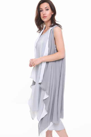 Double Layered Waterfall Floaty Sleeveless Waistcoat Jacket