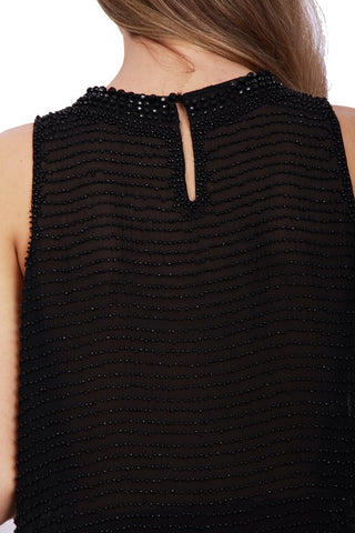 Embellished Beaded Halter Neck Sleeveless Top