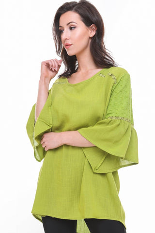 Floaty Flare Sleeve Lace Detail Oversized Top