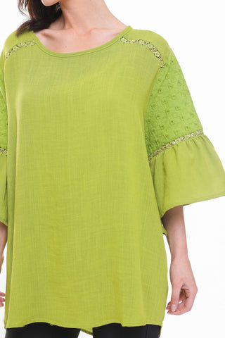 Floaty Flare Sleeve Lace Detail Oversized Top
