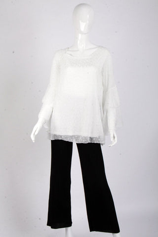 Floaty Ruffle Sleeve Small Heart  Embroidered Blouse Top