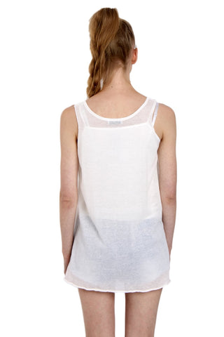 Illustration Girl Print Sleeveless Longline Knitted Top