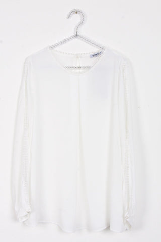 Lace Trim Split Arm Detail Floaty Blouse Top