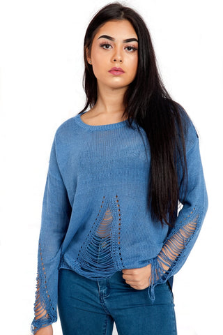 Lightweight Knitted Rip Detail Jumper