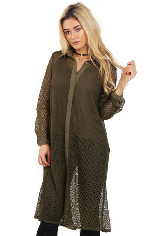 Long Lace Casual Collar Shirt