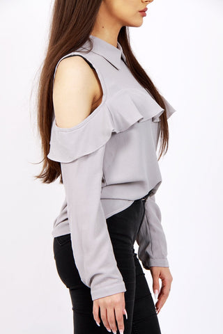 Long Sleeves Cold Shoulder Blouse Top