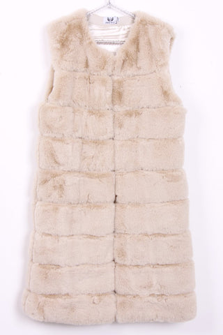 Longline Ultra Soft Faux Fur Leather Panelled Gilet
