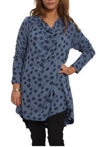Oversized Printed Drape Neck Top