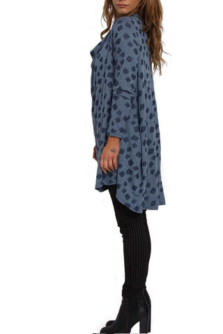 Oversized Printed Drape Neck Top