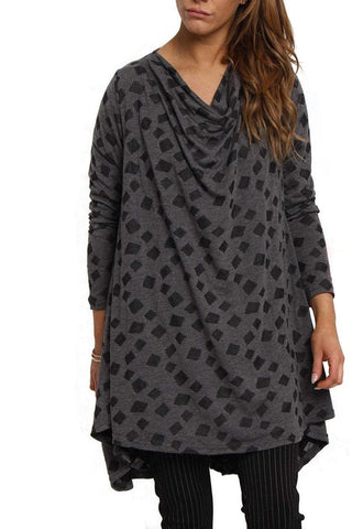 Oversized Printed Drape Neck Top