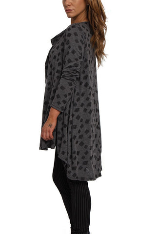 Oversized Printed Drape Neck Top