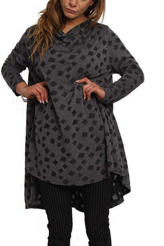 Oversized Printed Drape Neck Top