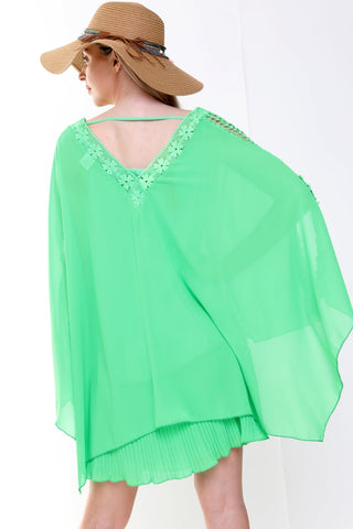 Oversized Crochet Layered Slit Kaftan Vest Top