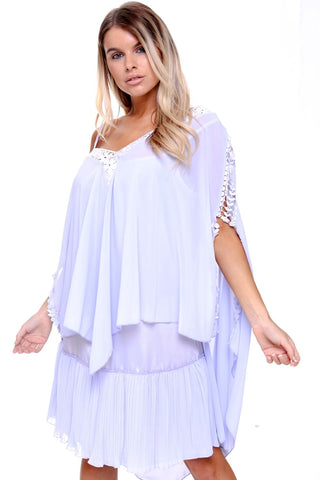 Oversized Crochet Layered Slit Kaftan Vest Top