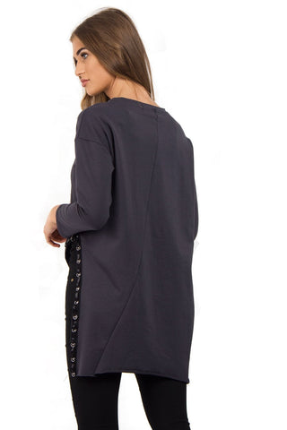 Oversized Eyelet Lace Detail 3/4 Sleeve Top