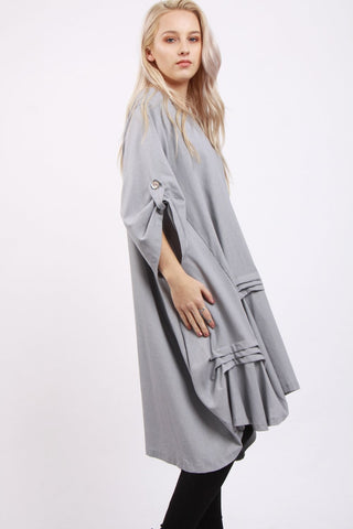 Oversized Pleat Detail Asymmetric Pocket Top