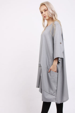 Oversized Pleat Detail Asymmetric Pocket Top