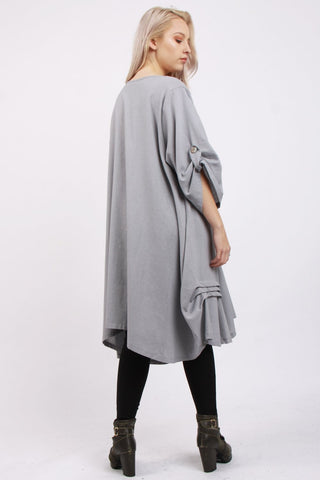 Oversized Pleat Detail Asymmetric Pocket Top