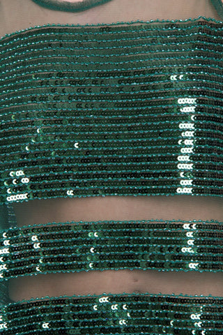 Sequin Embellished Mesh Top