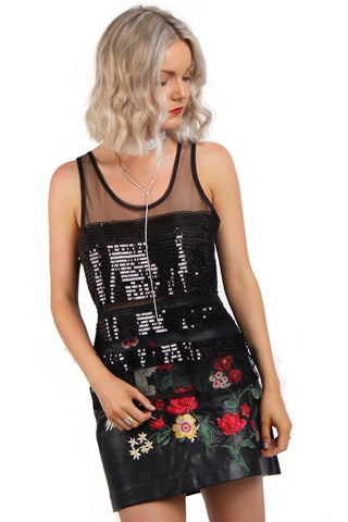 Sequin Embellished Mesh Top