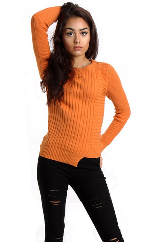 Soft Knitted Jumper with Cut- Away Hem