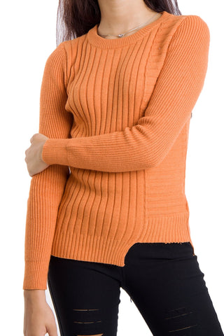 Soft Knitted Jumper with Cut- Away Hem