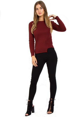 Soft Knitted Jumper with Cut- Away Hem
